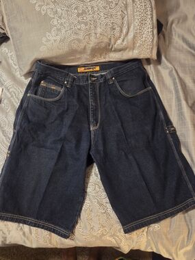 Vintage SOHK School of Hard Knocks Carpenter Baggy Denim Jorts 40x13 Y2K Utility